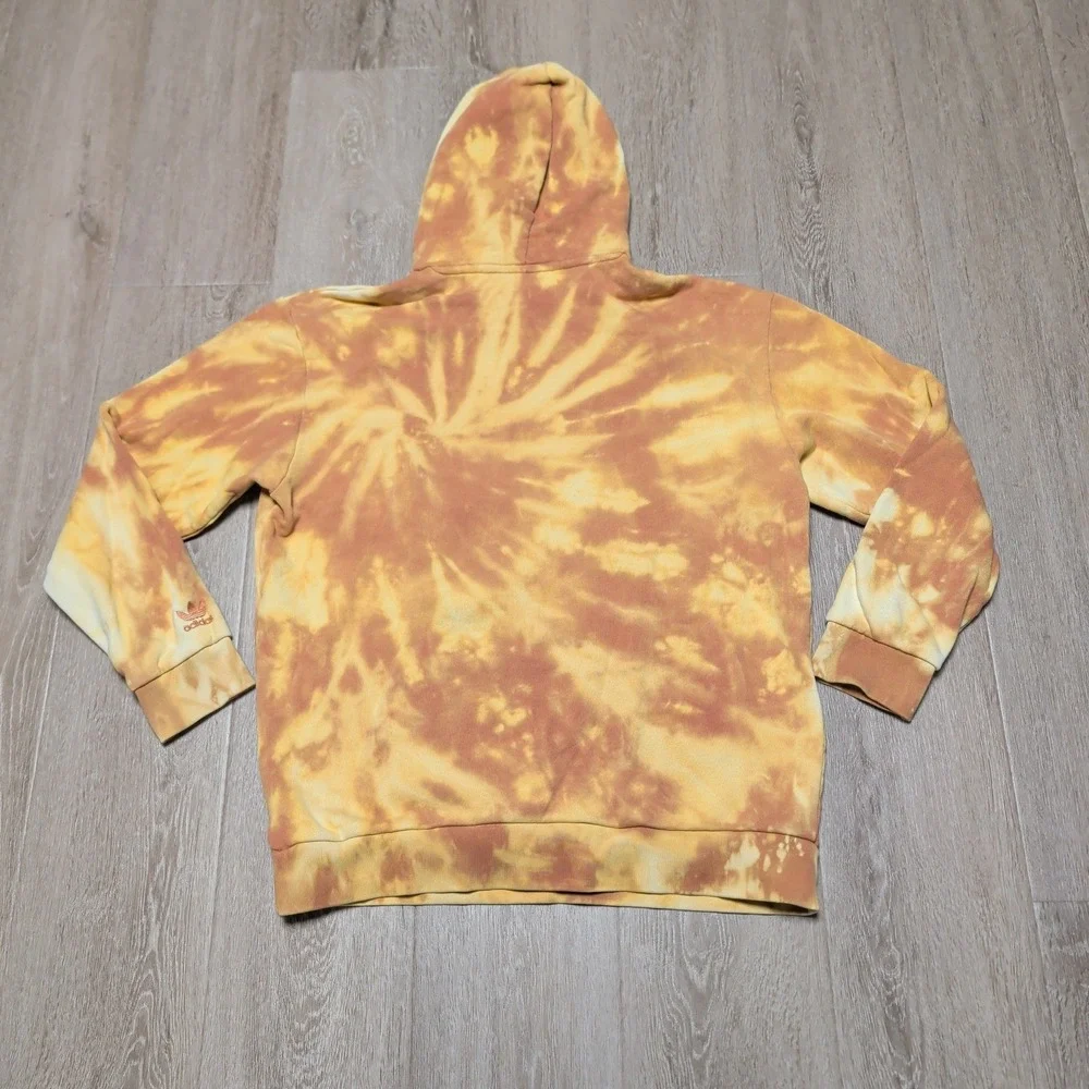 Adidas Ozworld Hoodie Mens Medium Orange Yellow Tie Dye Pullover Sweatshirt Cozy